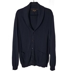 Tasso Ella Cardigan‎ Sweater Navy Blue Sz XL Shawl Collar Cotton Tight Knit